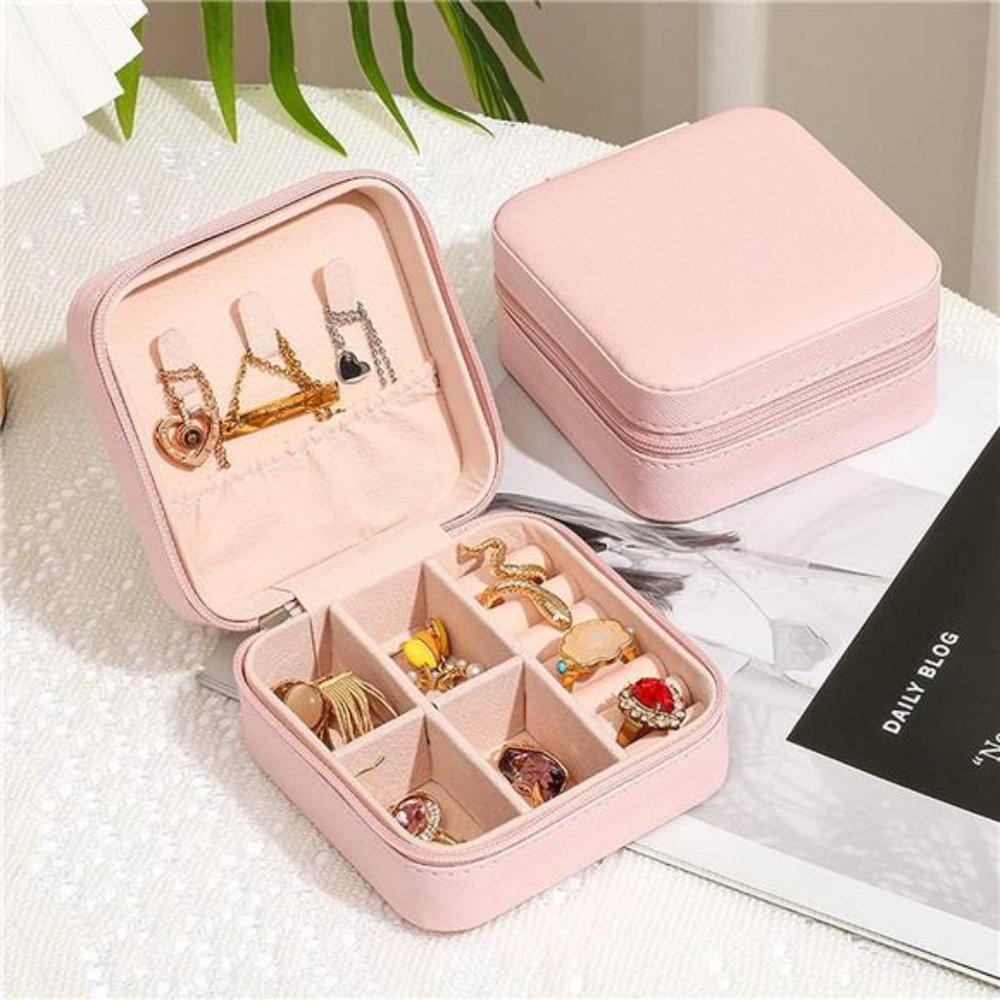 NEW - Leather Small Travel Jewelry Case,Portable Jewelry Box - Picture 3 of 7